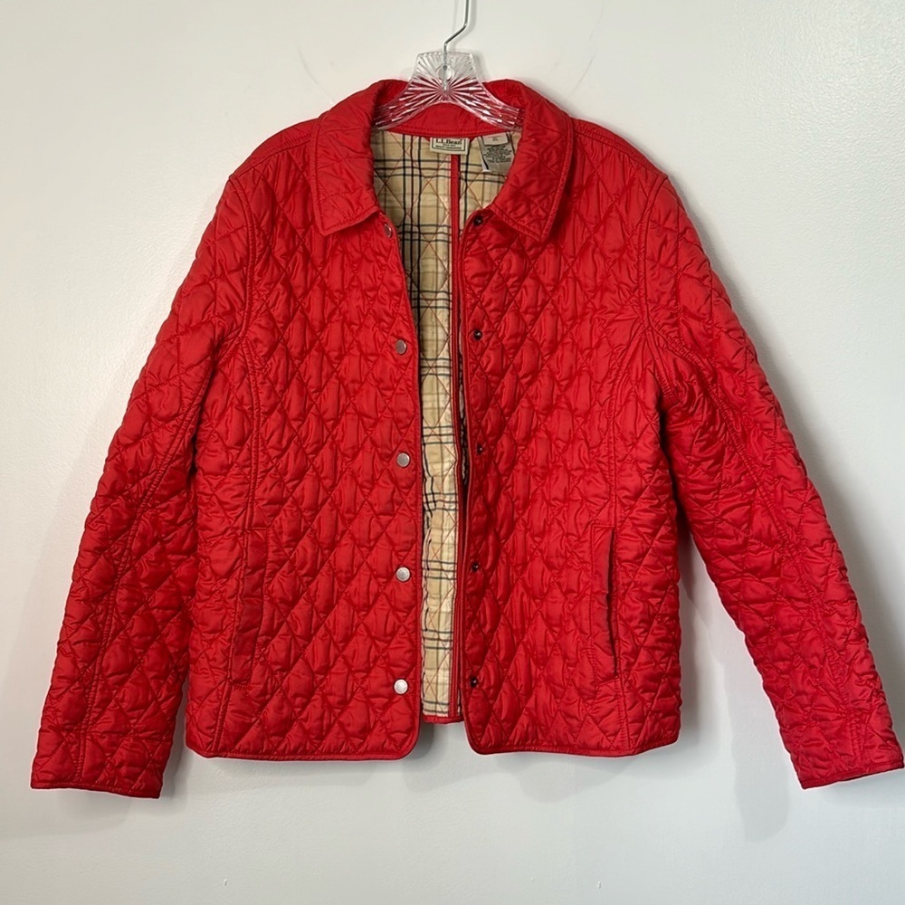 LL Bean Quilted Barn Riding Jacket Pink Coral Size XL - Picture 2 of 9